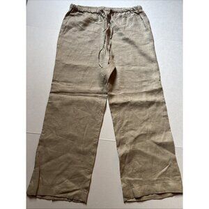 Grace Elements Beige 100% Linen Pants Wide Leg Size XL Beach Life High Waisted